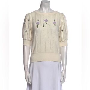 Ann Mashburn Floral Printed Scoop Neck Sweater